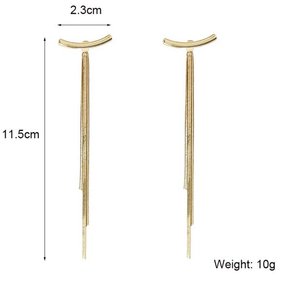 🔥NEW 18K Yellow Gold Bar Long Tassel Earrings🔥 - Picture 8 of 8